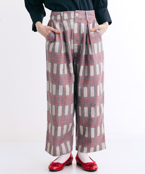 MERLOT(メルロー)の「ピラーチェック柄ワイドタックパンツ7074(その他パンツ・レディース・レッド/ブラウン/グレー・FREE)」の11枚目の写真