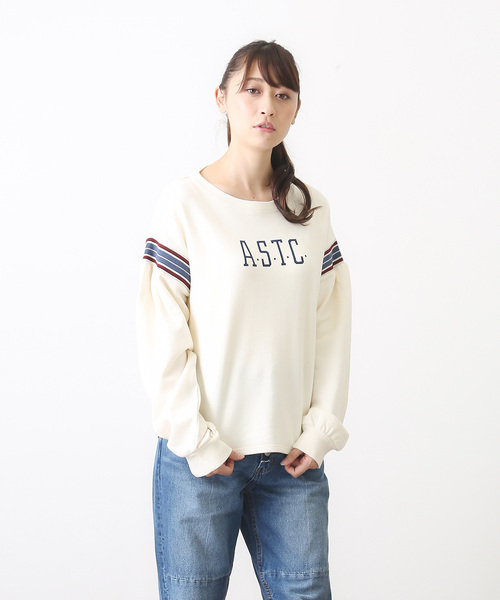 CUBE SUGAR（キューブシュガー）の「裏毛ラインリブバルーン袖（スウェット・レディース・ホワイト/レッド/ブルー/グリーン/トップグレー・M）」の2枚目の写真