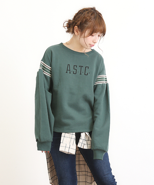 CUBE SUGAR（キューブシュガー）の「裏毛ラインリブバルーン袖（スウェット・レディース・ホワイト/レッド/ブルー/グリーン/トップグレー・M）」の4枚目の写真