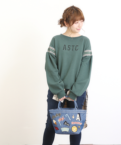 CUBE SUGAR（キューブシュガー）の「裏毛ラインリブバルーン袖（スウェット・レディース・ホワイト/レッド/ブルー/グリーン/トップグレー・M）」の9枚目の写真