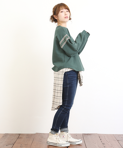 CUBE SUGAR（キューブシュガー）の「裏毛ラインリブバルーン袖（スウェット・レディース・ホワイト/レッド/ブルー/グリーン/トップグレー・M）」の17枚目の写真