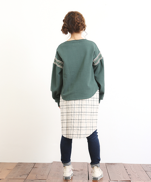 CUBE SUGAR（キューブシュガー）の「裏毛ラインリブバルーン袖（スウェット・レディース・ホワイト/レッド/ブルー/グリーン/トップグレー・M）」の6枚目の写真