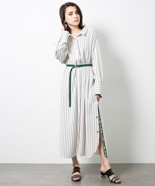 STUDIOUS（ステュディオス）の「サイドスリット2wayシャツワンピース（ワンピース・レディース・オフホワイト/ネイビー・1）」の21枚目の写真
