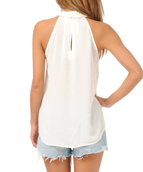 DURAS(デュラス)の「ネックパールアメスリトップス(Tシャツ/カットソー・レディース・ブラック/ホワイト/ライトベージュ・FREE)」の5枚目の写真