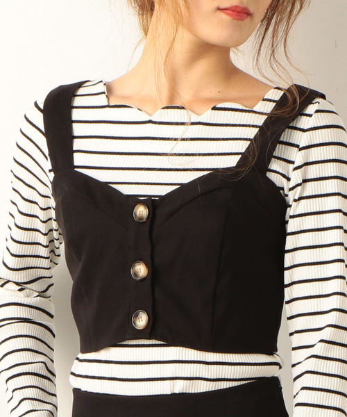 archives（アルシーヴ）の「〈SETUPもOK〉ハートカットデザインビスチェ（Tシャツ/カットソー・レディース・ブラック/ネイビー/パープル・MEDIUM）」の2枚目の写真