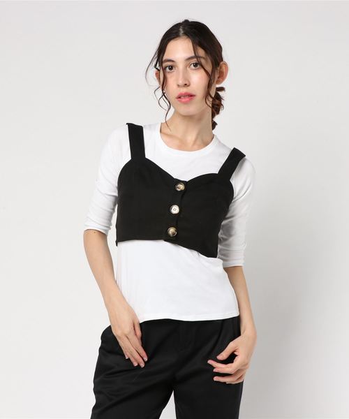 archives（アルシーヴ）の「〈SETUPもOK〉ハートカットデザインビスチェ（Tシャツ/カットソー・レディース・ブラック/ネイビー/パープル・MEDIUM）」の6枚目の写真