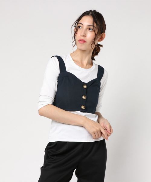 archives（アルシーヴ）の「〈SETUPもOK〉ハートカットデザインビスチェ（Tシャツ/カットソー・レディース・ブラック/ネイビー/パープル・MEDIUM）」の7枚目の写真