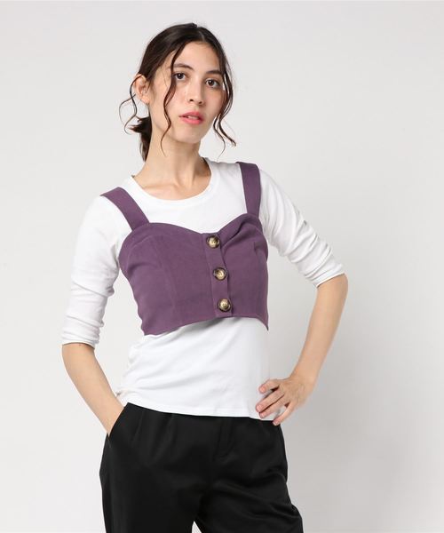 archives（アルシーヴ）の「〈SETUPもOK〉ハートカットデザインビスチェ（Tシャツ/カットソー・レディース・ブラック/ネイビー/パープル・MEDIUM）」の8枚目の写真