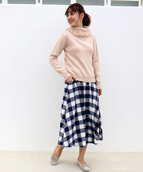 CHARM BERRY TIC（チャームベリーチック）の「ブロックチェックスカート（スカート・レディース・ブラック/ネイビー・M/L）」の5枚目の写真