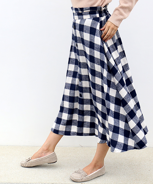 CHARM BERRY TIC（チャームベリーチック）の「ブロックチェックスカート（スカート・レディース・ブラック/ネイビー・M/L）」の3枚目の写真