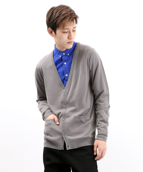 WEGO（ウィゴー）の「WEGO/カラーカーディガン（カーディガン/ボレロ・メンズ・ブラック/ライトグレー/グリーン/ターコイズブルー/ネイビー/ロイヤルブルー/マスタード/ワイン/ブルー/ホワイト系その他/レッド/ブルー系その他/グリーン系その他・LARGE/MEDIUM）」の4枚目の写真