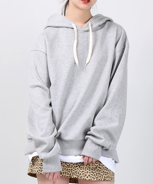 DING（ディング）の「DING/フェイクレイヤードプルパーカー（パーカー・レディース・ブラック/パープル/イエロー/杢グレー・FREE）」の2枚目の写真