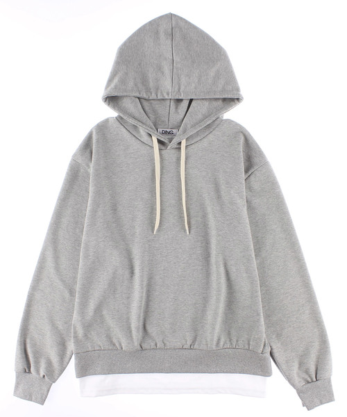 DING（ディング）の「DING/フェイクレイヤードプルパーカー（パーカー・レディース・ブラック/パープル/イエロー/杢グレー・FREE）」の11枚目の写真