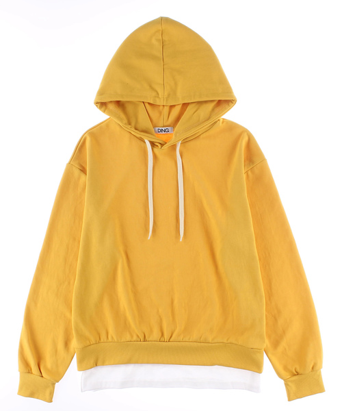 DING（ディング）の「DING/フェイクレイヤードプルパーカー（パーカー・レディース・ブラック/パープル/イエロー/杢グレー・FREE）」の12枚目の写真