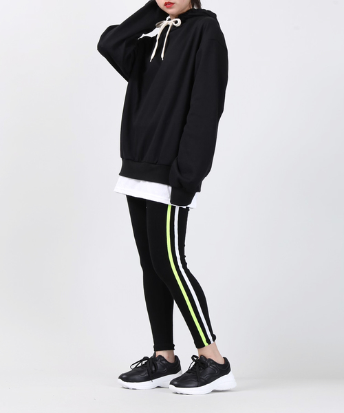 DING（ディング）の「DING/フェイクレイヤードプルパーカー（パーカー・レディース・ブラック/パープル/イエロー/杢グレー・FREE）」の19枚目の写真