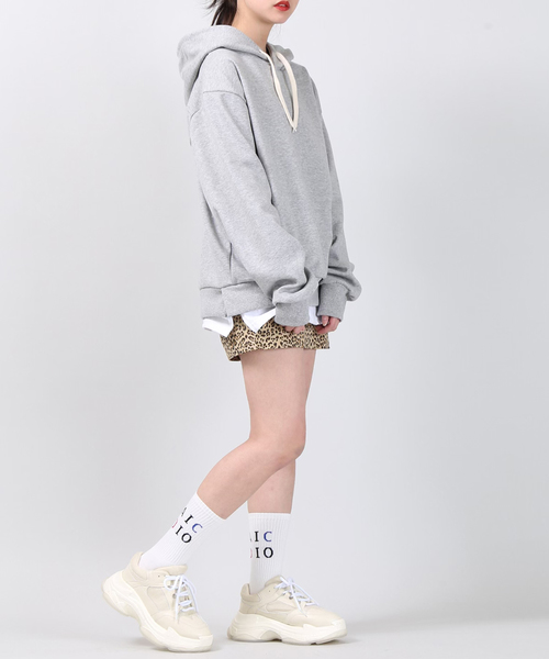 DING（ディング）の「DING/フェイクレイヤードプルパーカー（パーカー・レディース・ブラック/パープル/イエロー/杢グレー・FREE）」の18枚目の写真