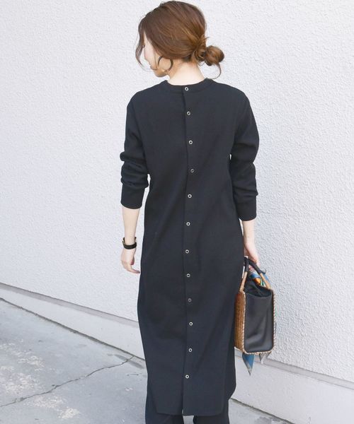 SHIPS（シップス）の「ジャージーテレコスナップ2WAYワンピース◇（ワンピース・レディース・オフホワイト/ブラック/ネイビー・ONE SIZE）」の2枚目の写真