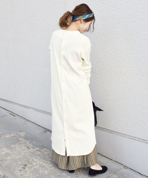 SHIPS（シップス）の「ジャージーテレコスナップ2WAYワンピース◇（ワンピース・レディース・オフホワイト/ブラック/ネイビー・ONE SIZE）」の10枚目の写真