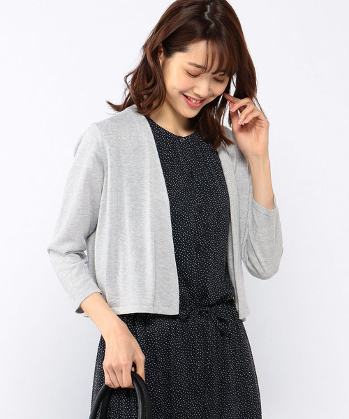 A/C DESIGN BY ALPHA CUBIC（エーシーデザインバイアルファキュービック）の「◇カタログ掲載◇【麻シリーズ】麻入りボレロ（カーディガン/ボレロ・レディース・ライトグレー/ネイビー/オフホワイト・M size/L size）」の3枚目の写真
