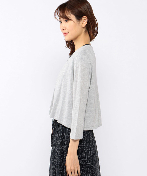 A/C DESIGN BY ALPHA CUBIC（エーシーデザインバイアルファキュービック）の「◇カタログ掲載◇【麻シリーズ】麻入りボレロ（カーディガン/ボレロ・レディース・ライトグレー/ネイビー/オフホワイト・M size/L size）」の4枚目の写真