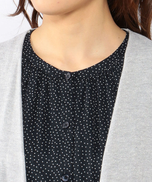 A/C DESIGN BY ALPHA CUBIC（エーシーデザインバイアルファキュービック）の「◇カタログ掲載◇【麻シリーズ】麻入りボレロ（カーディガン/ボレロ・レディース・ライトグレー/ネイビー/オフホワイト・M size/L size）」の6枚目の写真