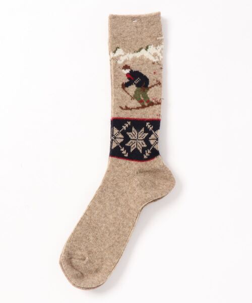 ANONYMOUSISM（アノニマスイズム）の「【ANONYMOUSISM】WOOL スケールJQ / アノニマスイズム スキープレイヤーデザイン クルー丈ソックス（ソックス/靴下・メンズ・オフホワイト/ネイビー/ワインレッド/ベージュ・23cm～25cm/25cm～27cm）」の6枚目の写真