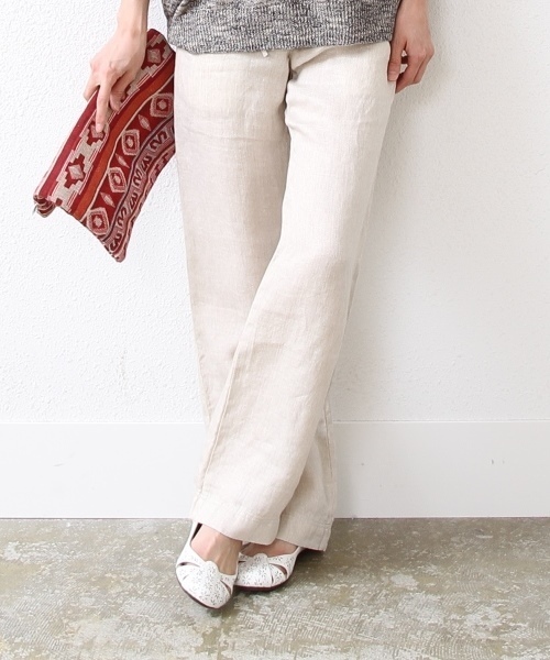 coen(コーエン)の「フレンチリネンイージーパンツ(その他パンツ・レディース・ナチュラル/ケリー/ネイビー・LARGE/MEDIUM)」の2枚目の写真
