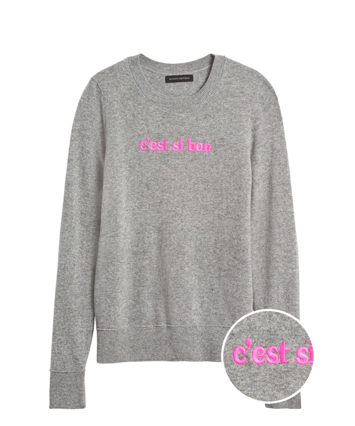 BANANA REPUBLIC(バナナリパブリック)の「イタリアン メリノブレンド 刺繍セーター(ニット/セーター)」|グレー