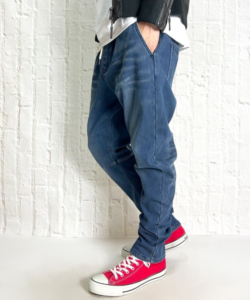 BEATJIVE（ビートジャイブ）の「裏起毛 デニム ジョガーパンツ  暖かい サルエル テーパード スウェットパンツ メンズ（デニムパンツ・メンズ・ライトブルー/ネイビー/インディゴブルー・2/3）」の21枚目の写真