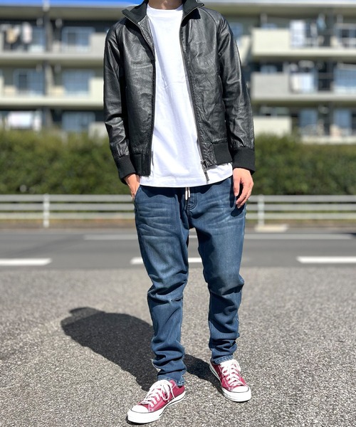 BEATJIVE（ビートジャイブ）の「裏起毛 デニム ジョガーパンツ  暖かい サルエル テーパード スウェットパンツ メンズ（デニムパンツ・メンズ・ライトブルー/ネイビー/インディゴブルー・2/3）」の20枚目の写真