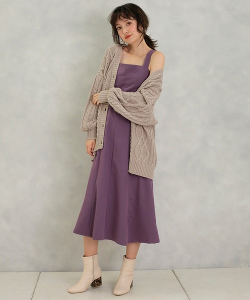 one after another NICE CLAUP（ワンアフターアナザーナイスクラップ）の「ロングジャンパースカート（ジャンパースカート・レディース・チェック/アイボリー/パープル/ボルドー・FREE）」の3枚目の写真