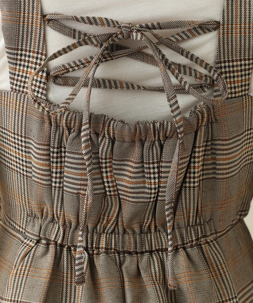 one after another NICE CLAUP（ワンアフターアナザーナイスクラップ）の「ロングジャンパースカート（ジャンパースカート・レディース・チェック/アイボリー/パープル/ボルドー・FREE）」の5枚目の写真