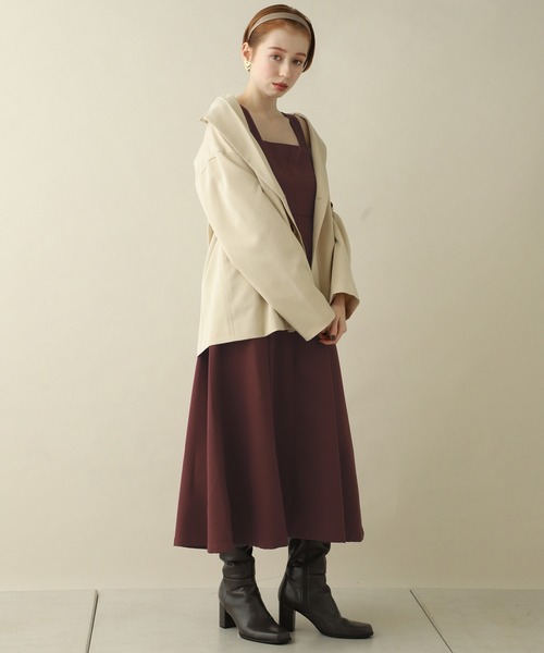 one after another NICE CLAUP（ワンアフターアナザーナイスクラップ）の「ロングジャンパースカート（ジャンパースカート・レディース・チェック/アイボリー/パープル/ボルドー・FREE）」の11枚目の写真