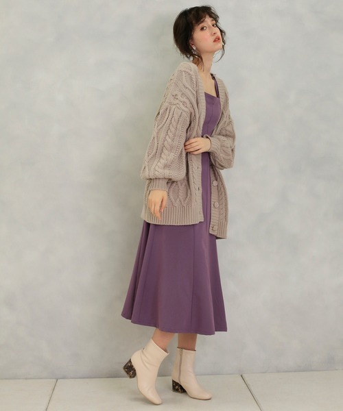one after another NICE CLAUP（ワンアフターアナザーナイスクラップ）の「ロングジャンパースカート（ジャンパースカート・レディース・チェック/アイボリー/パープル/ボルドー・FREE）」の9枚目の写真