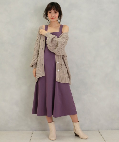 one after another NICE CLAUP（ワンアフターアナザーナイスクラップ）の「ロングジャンパースカート（ジャンパースカート・レディース・チェック/アイボリー/パープル/ボルドー・FREE）」の7枚目の写真