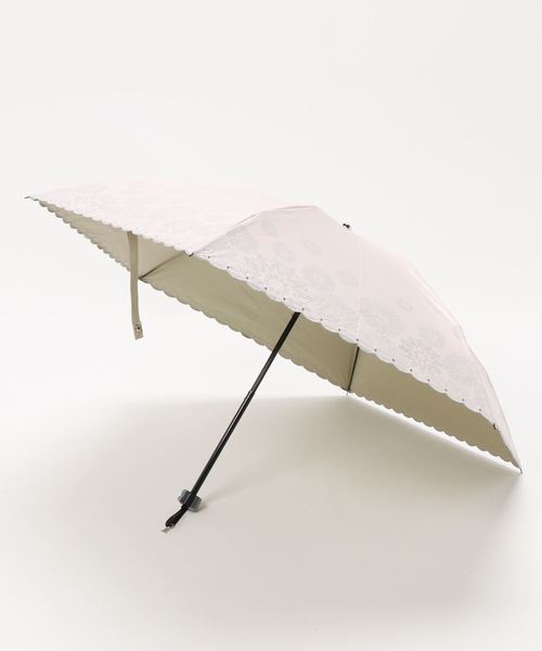 170新品LANVIN en Bleu晴雨兼用折りたたみ日傘レース刺繍楽折れ