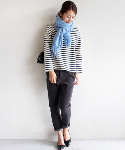 BEAUTY&YOUTH UNITED ARROWS（ビューティーアンドユースユナイテッドアローズ）の「BYBC ∵バスクボーダー×幾何学ジャカードプルオーバー◆（Tシャツ/カットソー・レディース・オフホワイト/ブラック/ホワイト・FREE）」の13枚目の写真