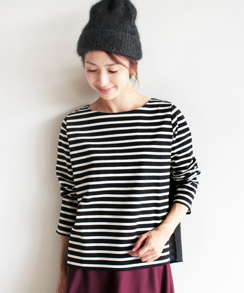 BEAUTY&YOUTH UNITED ARROWS（ビューティーアンドユースユナイテッドアローズ）の「BYBC ∵バスクボーダー×幾何学ジャカードプルオーバー◆（Tシャツ/カットソー・レディース・オフホワイト/ブラック/ホワイト・FREE）」の8枚目の写真