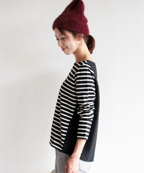 BEAUTY&YOUTH UNITED ARROWS（ビューティーアンドユースユナイテッドアローズ）の「BYBC ∵バスクボーダー×幾何学ジャカードプルオーバー◆（Tシャツ/カットソー・レディース・オフホワイト/ブラック/ホワイト・FREE）」の9枚目の写真