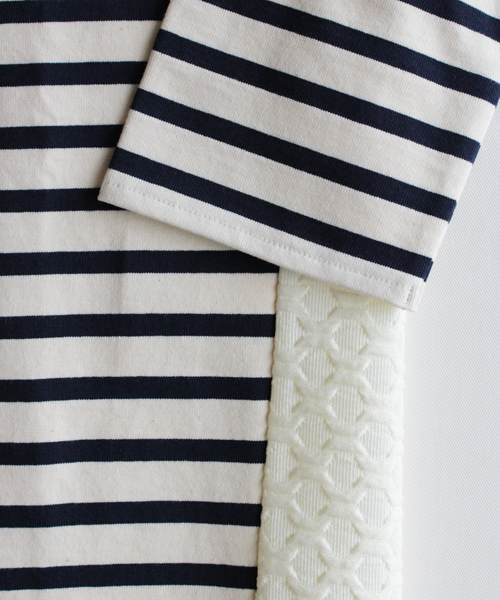 BEAUTY&YOUTH UNITED ARROWS（ビューティーアンドユースユナイテッドアローズ）の「BYBC ∵バスクボーダー×幾何学ジャカードプルオーバー◆（Tシャツ/カットソー・レディース・オフホワイト/ブラック/ホワイト・FREE）」の12枚目の写真