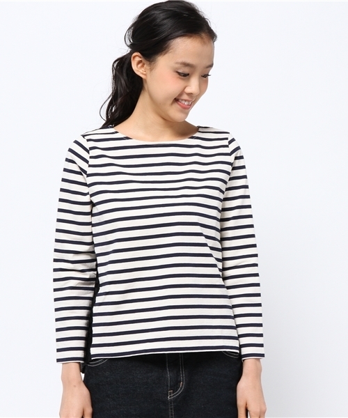 BEAUTY&YOUTH UNITED ARROWS（ビューティーアンドユースユナイテッドアローズ）の「BYBC ∵バスクボーダー×幾何学ジャカードプルオーバー◆（Tシャツ/カットソー・レディース・オフホワイト/ブラック/ホワイト・FREE）」の15枚目の写真