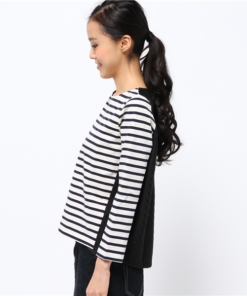 BEAUTY&YOUTH UNITED ARROWS（ビューティーアンドユースユナイテッドアローズ）の「BYBC ∵バスクボーダー×幾何学ジャカードプルオーバー◆（Tシャツ/カットソー・レディース・オフホワイト/ブラック/ホワイト・FREE）」の16枚目の写真