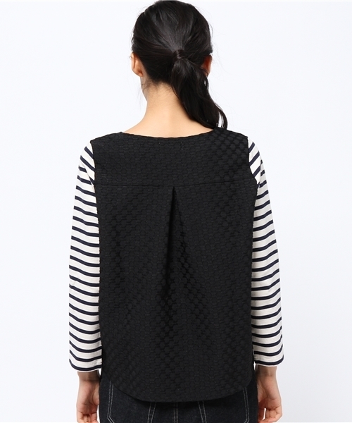 BEAUTY&YOUTH UNITED ARROWS（ビューティーアンドユースユナイテッドアローズ）の「BYBC ∵バスクボーダー×幾何学ジャカードプルオーバー◆（Tシャツ/カットソー・レディース・オフホワイト/ブラック/ホワイト・FREE）」の17枚目の写真