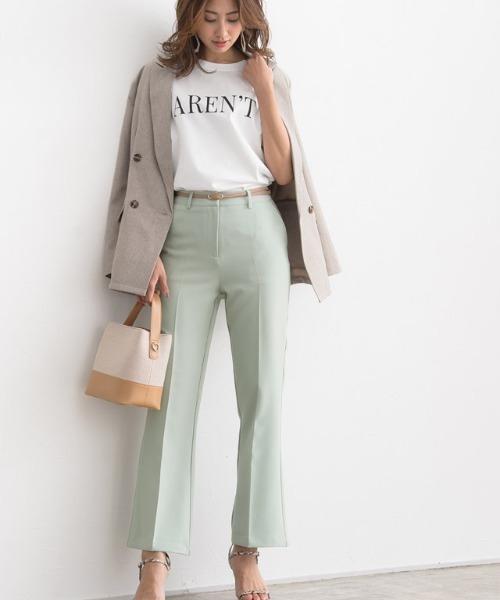 Pierrot（ピエロ）の「センタープレスセミフレアパンツ（その他パンツ・レディース・ホワイト/ブラック/ミント/ブルー系その他・S/M/L/XS）」の19枚目の写真