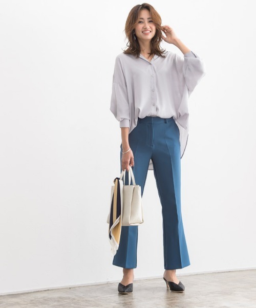 Pierrot（ピエロ）の「センタープレスセミフレアパンツ（その他パンツ・レディース・ホワイト/ブラック/ミント/ブルー系その他・S/M/L/XS）」の18枚目の写真