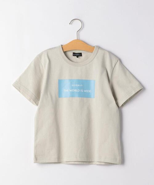 green label relaxing（グリーンレーベルリラクシング）の「【キッズ】スクエアロゴプリントTシャツ（Tシャツ/カットソー・キッズ・オフホワイト/ベージュ・135/105/125/115）」の2枚目の写真