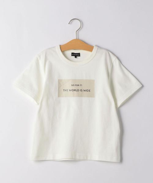 green label relaxing（グリーンレーベルリラクシング）の「【キッズ】スクエアロゴプリントTシャツ（Tシャツ/カットソー・キッズ・オフホワイト/ベージュ・135/105/125/115）」の4枚目の写真