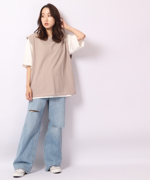 FUNALIVE(ファンアライブ)の「2点セット 半袖Tシャツ&ベスト アンサンブル(Tシャツ/カットソー・メンズ・カーキ/ブラック/ベージュ/ブラウン/グレイッシュベージュ・L/XL/M)」の14枚目の写真