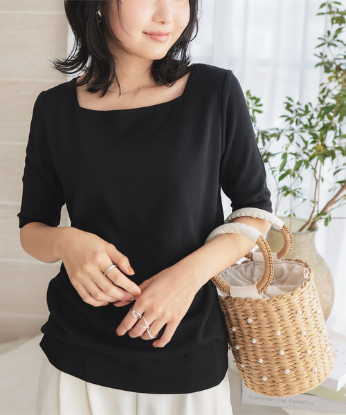 KOBE LETTUCE(コウベレタス)の「スムースベーシック半袖カットソートップス(Tシャツ/カットソー・レディース・グリーン系その他/ブラック系その他/カーキ/ブラック/ネイビー/グリーン系その他2/ミント/オフホワイト/ホワイト系その他/ブルー系その他/ブラウン系その他/ブラウン系その他2/ピンク系/ピンク/ブラウン系その他3/ホワイト系その他2/ピンク系1/ブルー系その他2/ブラック系その他2/アイボリー系1/アイボリー系/ネイビー系1/ネイビー系・LARGE/S/L/SMALL/M/MEDIUM/S1/L1/M1)」の6枚目の写真