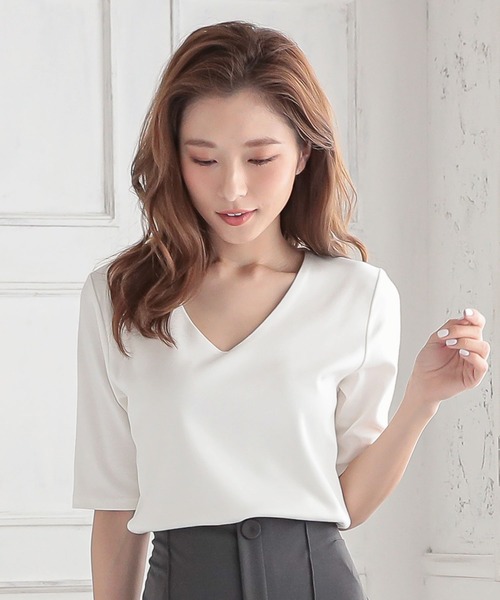 KOBE LETTUCE(コウベレタス)の「スムースベーシック半袖カットソートップス(Tシャツ/カットソー・レディース・グリーン系その他/ブラック系その他/カーキ/ブラック/ネイビー/グリーン系その他2/ミント/オフホワイト/ホワイト系その他/ブルー系その他/ブラウン系その他/ブラウン系その他2/ピンク系/ピンク/ブラウン系その他3/ホワイト系その他2/ピンク系1/ブルー系その他2/ブラック系その他2/アイボリー系1/アイボリー系/ネイビー系1/ネイビー系・LARGE/S/L/SMALL/M/MEDIUM/S1/L1/M1)」の3枚目の写真